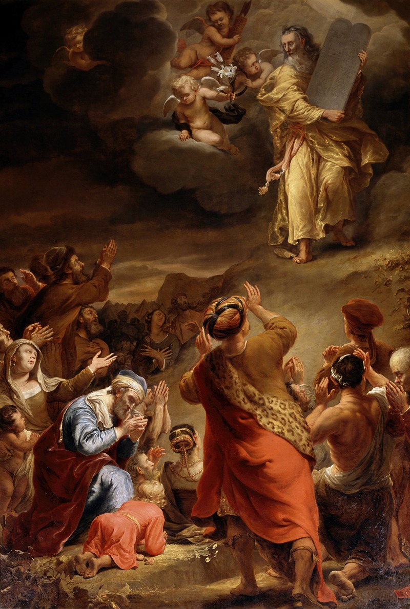Moses descends from Mount Sinai with the Ten Commandments — Ferdinand Bol