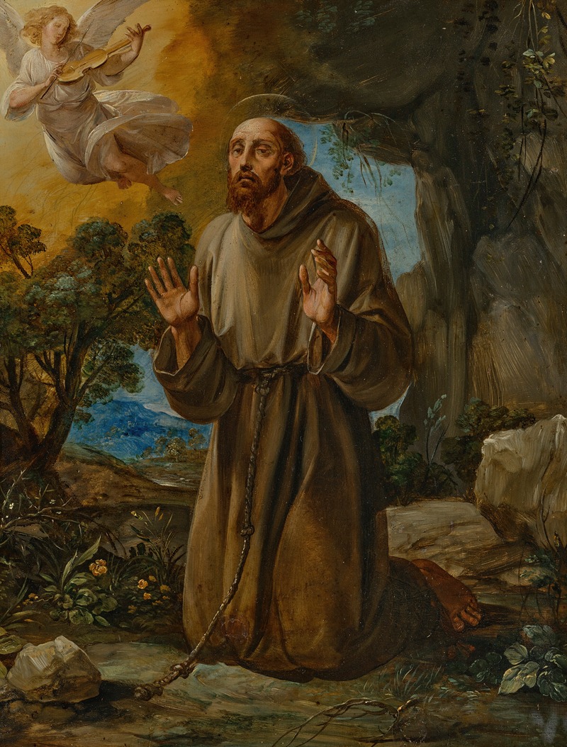 Saint Francis at prayer by Giuseppe Cesari — digital art print download