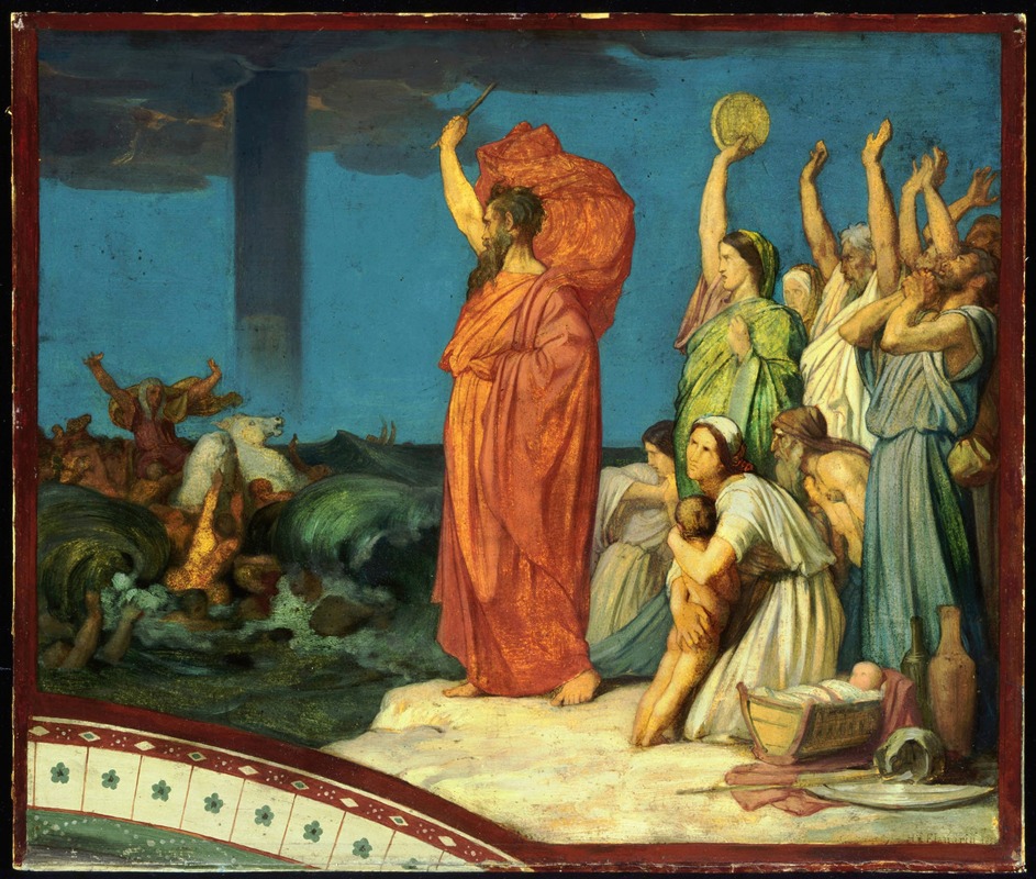 Moses Commanding the Waters to Close upon the Egyptian Host by Жан-Ипполит Фландрен, 1858 — digital art print download