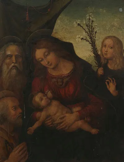 Holy Family with Gabriel and a Prophet by Liberale da Verona — digital art print download