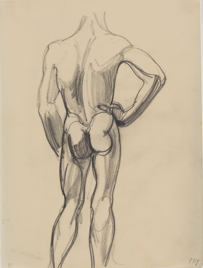 Mandlig model, set fra ryggen — Jens Adolf Jerichau