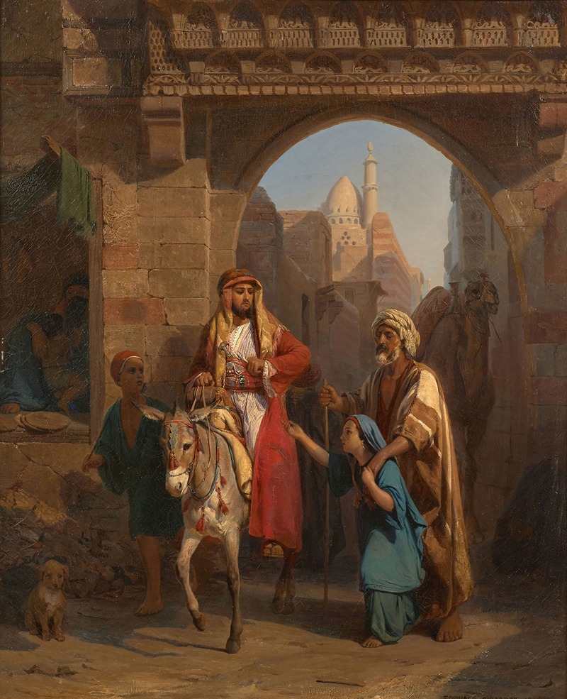 Jeune mendiante dans une rue du Caire by Эдуар Жирарде — digital art print download