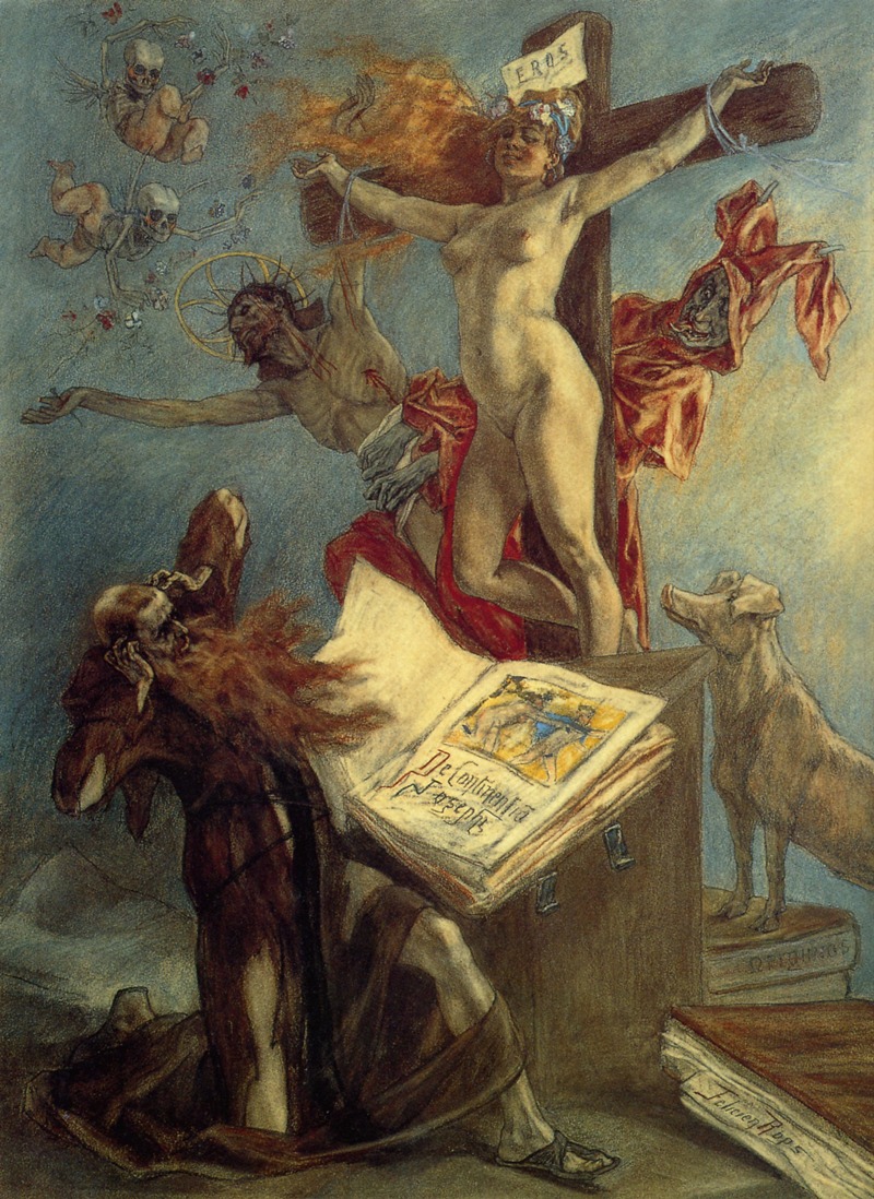 La tentation de Saint Antoine by Феликс Ропс — digital art print download