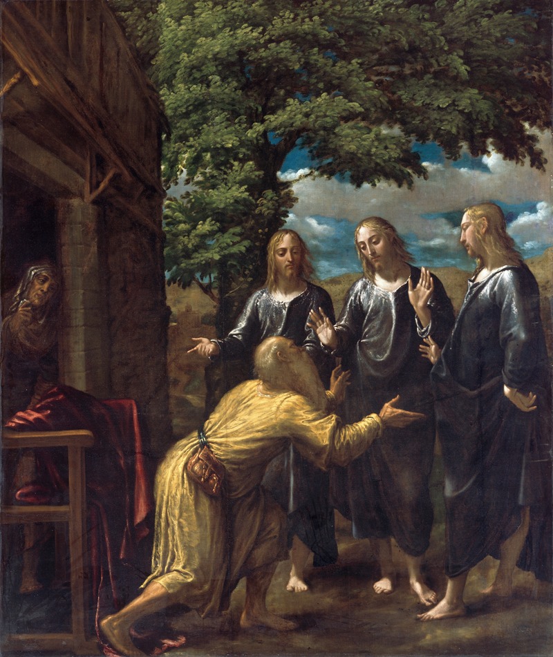 Abraham and the Three Angels by Juan Fernández de Navarrete, 1576 — digital art print download
