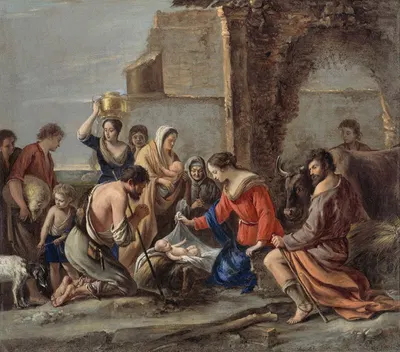 The Adoration of the Shepherds by Le Nain family, 1644 — digital art print download