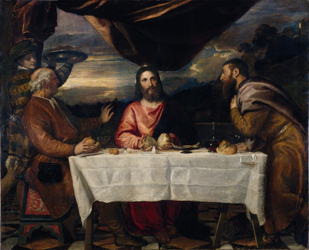 The Supper at Emmaus by Последователь Тициана, c.1545 — digital art print download