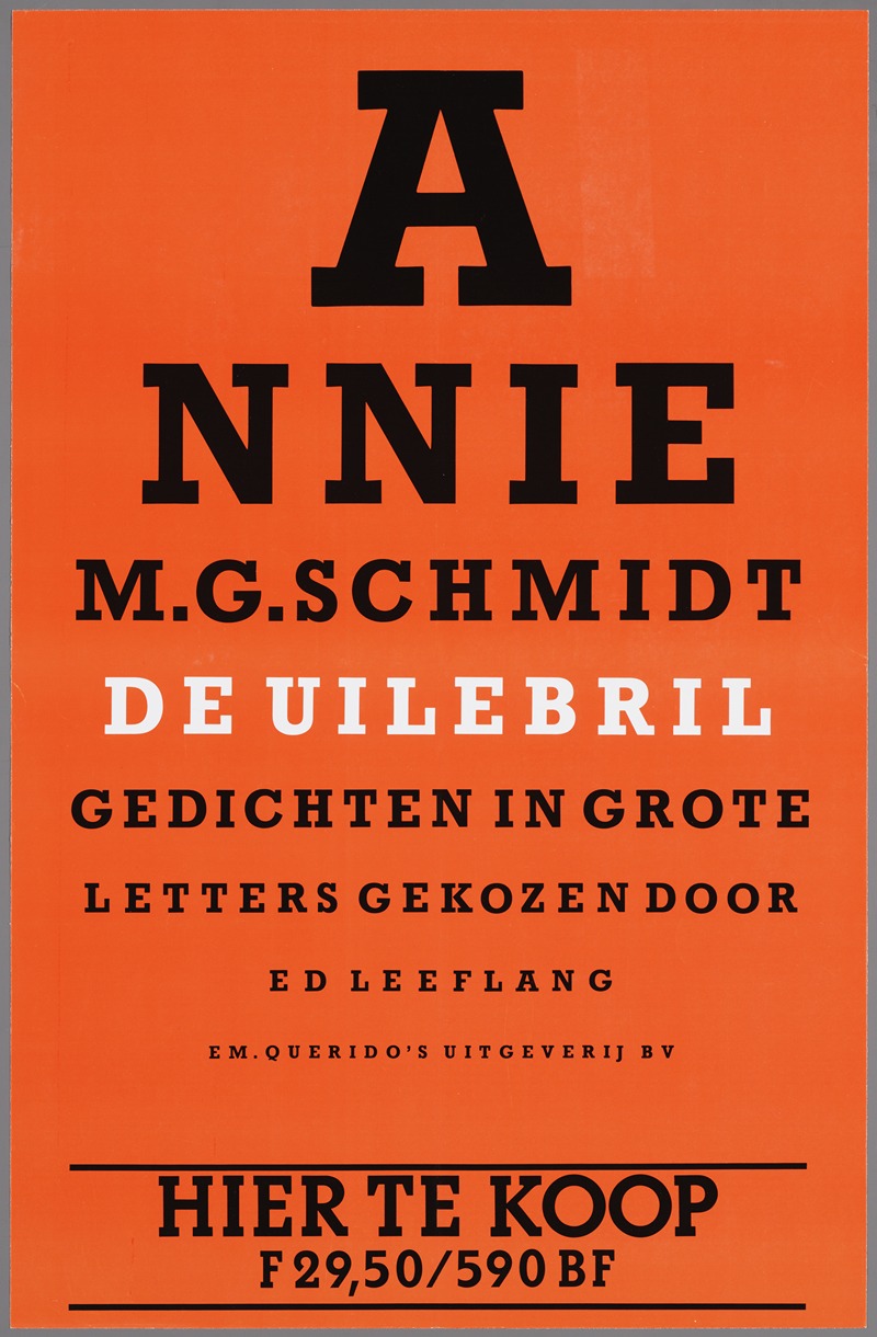 Annie m.g. schmidt ; de uilebril by Querido, 1988 — digital art print download