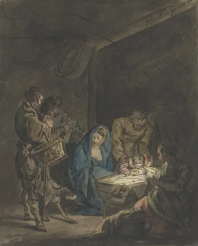 Adoration of the shepherds by Gottlieb Welté — digital art print download