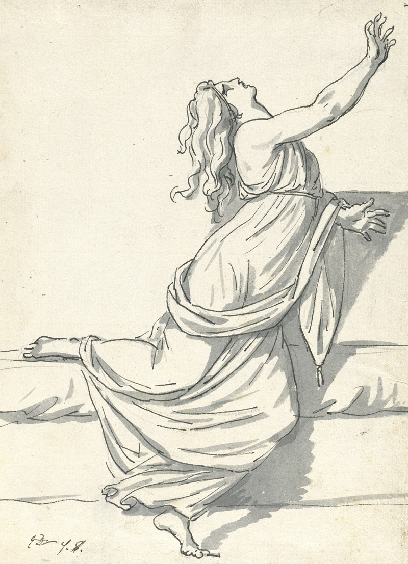 A Distraught Woman with Her Head Thrown Back — Jacques Louis David