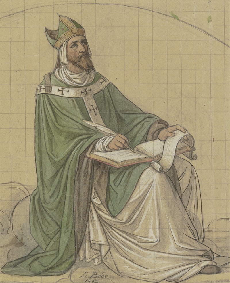 Der Heilige Augustinus sitzend und in ein Buch schreibend — Leopold Bode