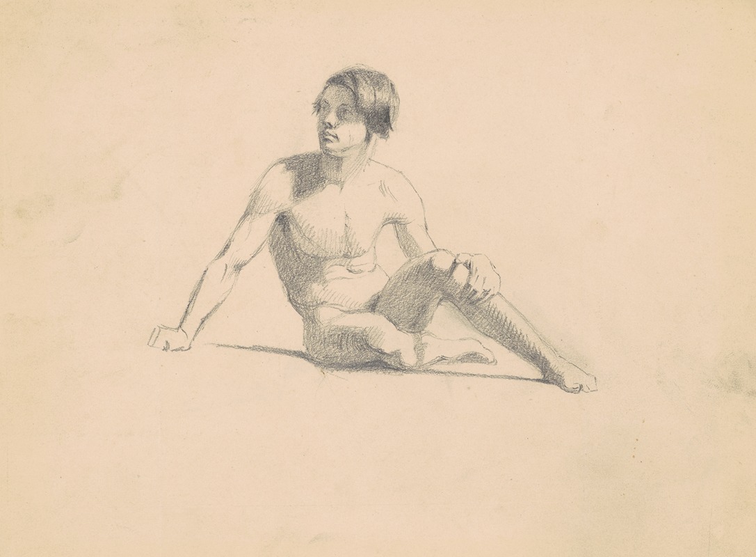 Seated Male Nude (recto) by Джеймс Гудвин Клони — digital art print download