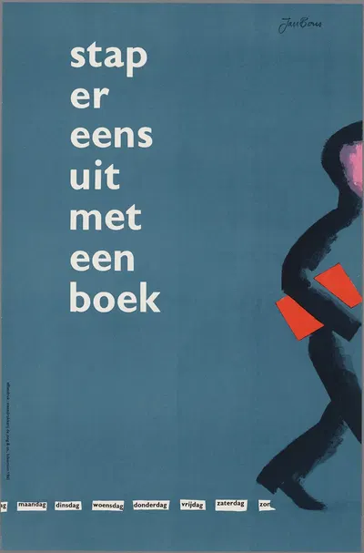 stap er eens uit met een boek by Jan Bons, 1960 — digital art print download