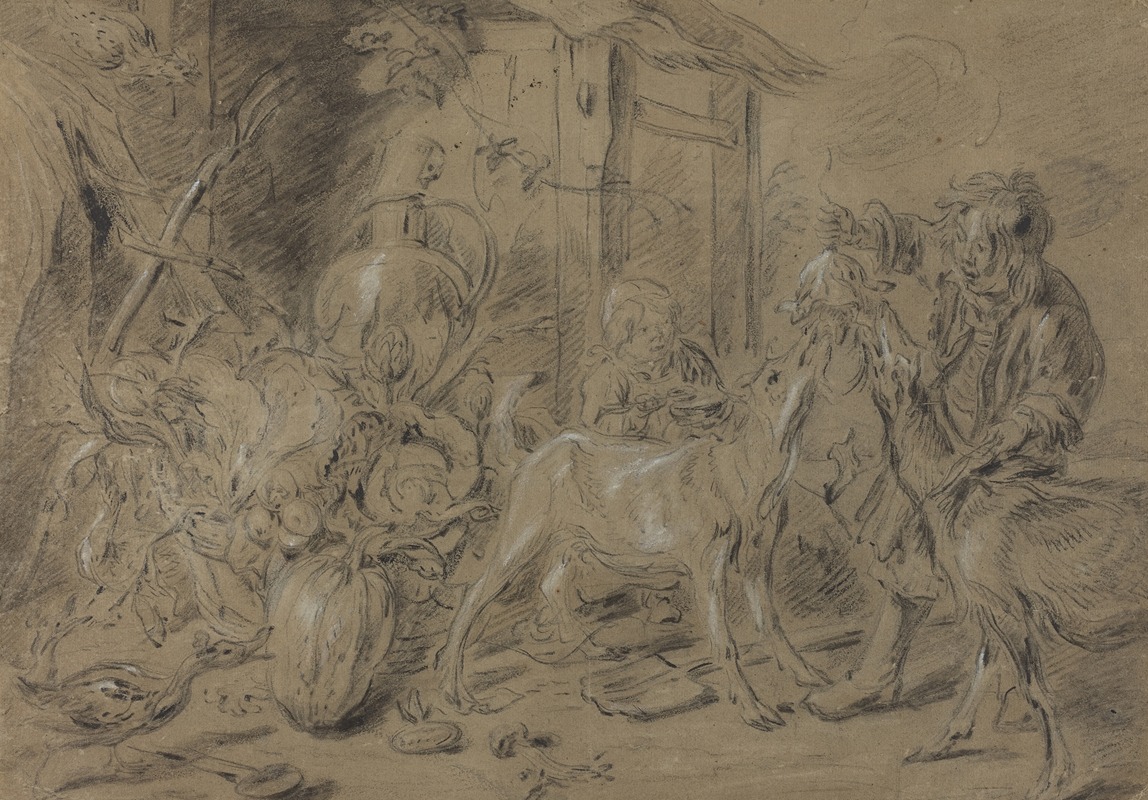 Still Life with Two Children Feeding Goats — Jan Fyt