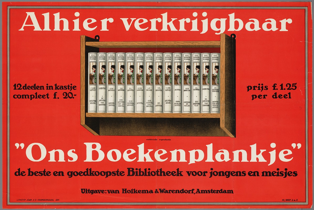 Ons Boekenplankje by Lithotyp, Amsterdam, 1922 — digital art print download