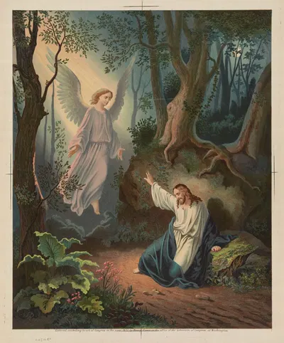 Biblical scene, Christ with angel by Henry Crone — digital art print download
