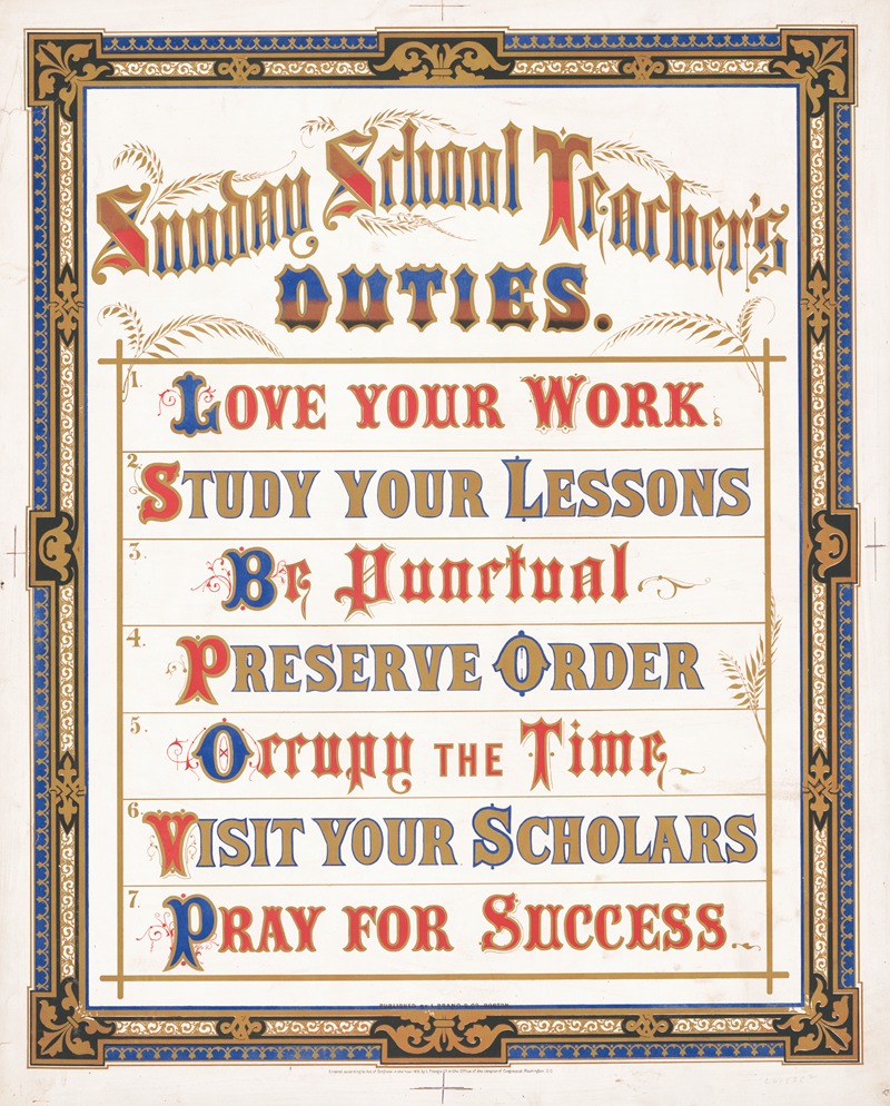 Sunday school teacher's duties by Луи Пранг и Ко, 1872 — digital art print download