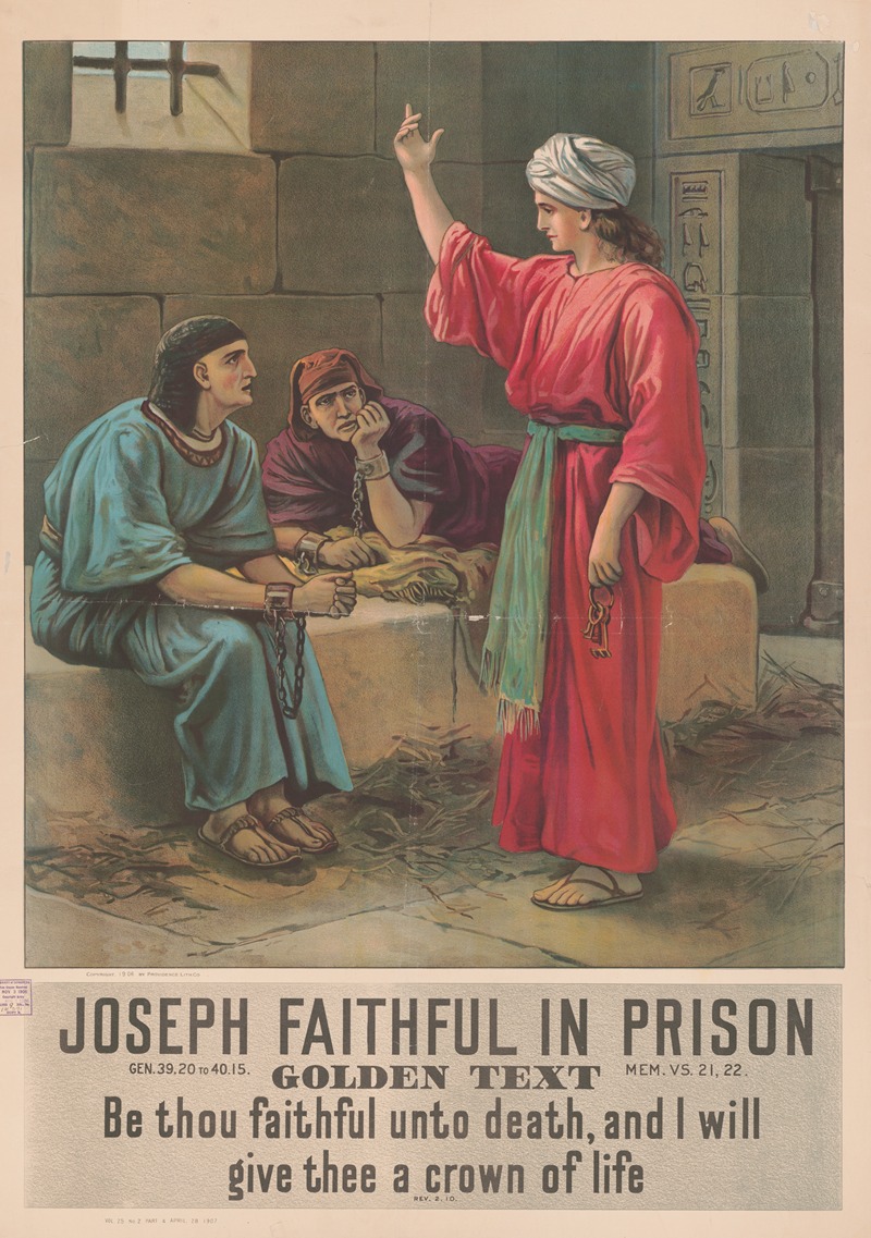 Joseph faithful in prison by Providence Lith. Co, 1906 — digital art print download