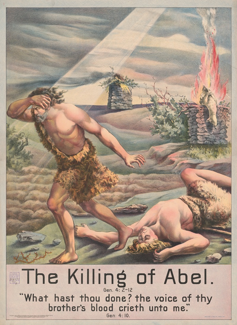 The killing of Abel by Stecher Litho. Co, 1905 — digital art print download
