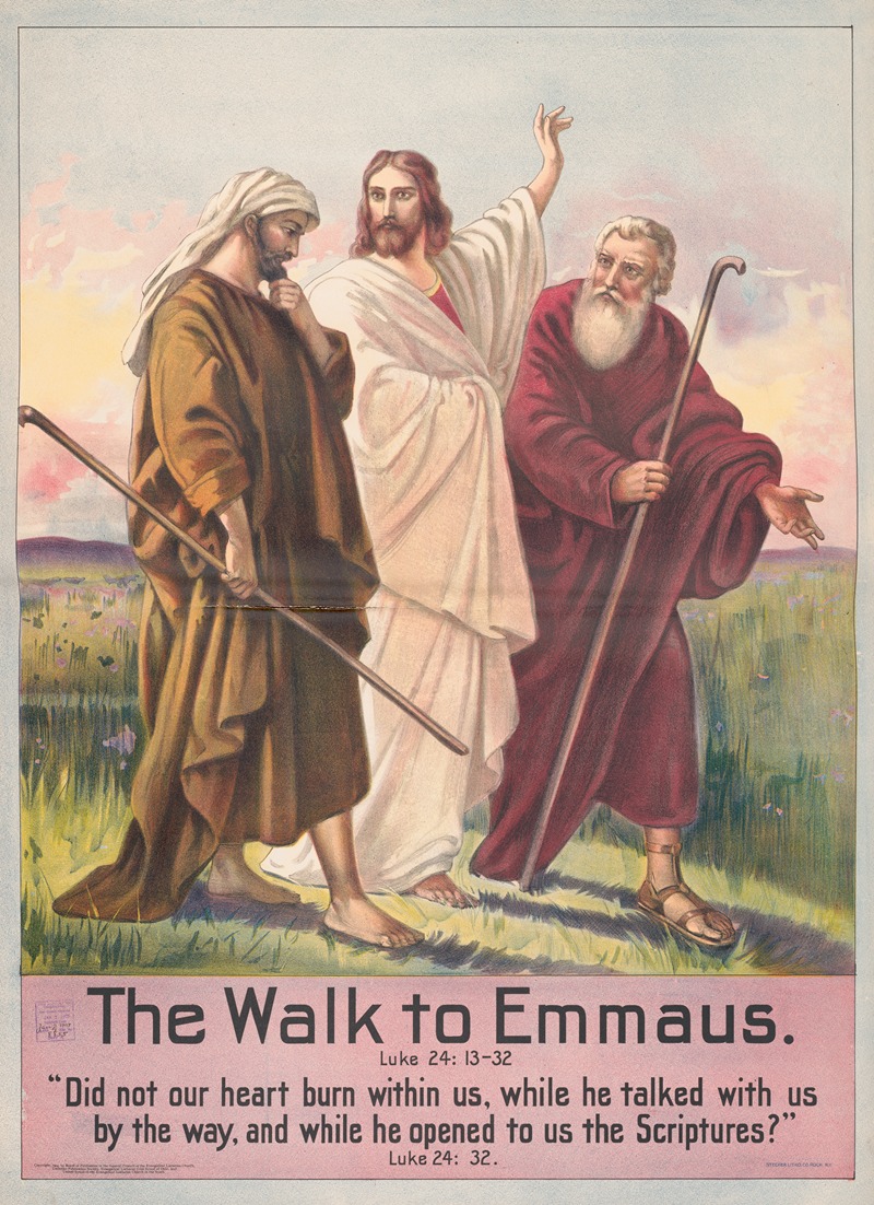 The walk to Emmaus by Stecher Litho. Co, 1905 — digital art print download
