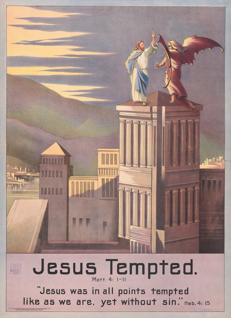 Jesus tempted by Stecher Litho. Co, 1905 — digital art print download