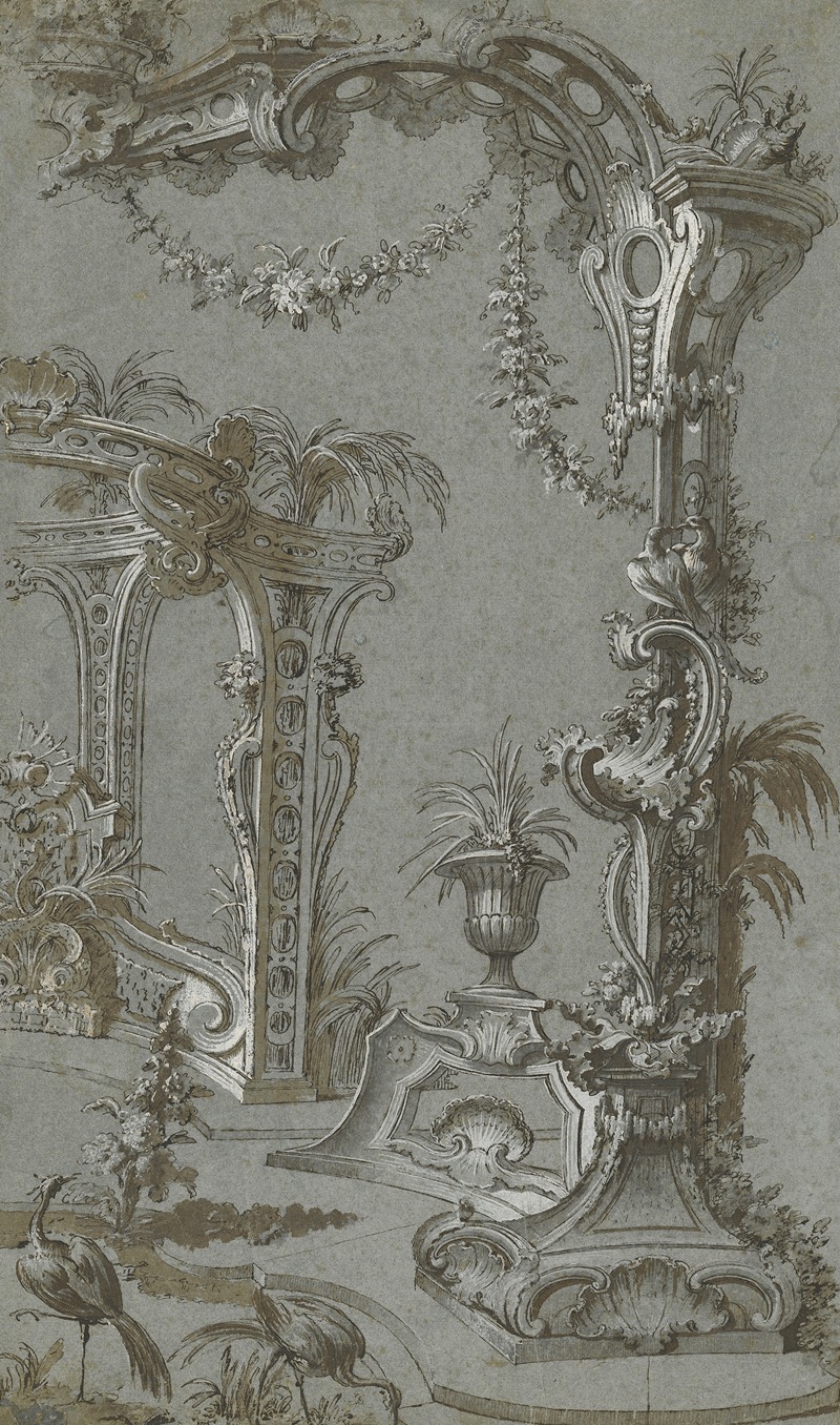 A Rococo Garden Trellis and Gazebo by Jean-François de Cuvilliés I, c. 1750 — digital art print download