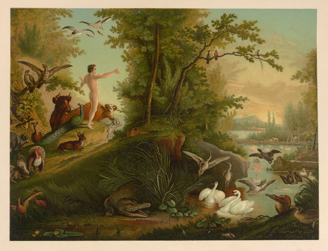 Adam in paradise by Jan Ladislaw Sýkora, 1899 — digital art print download