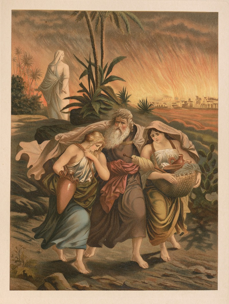 Lot flees Sodom by Jan Ladislaw Sýkora, 1899 — digital art print download