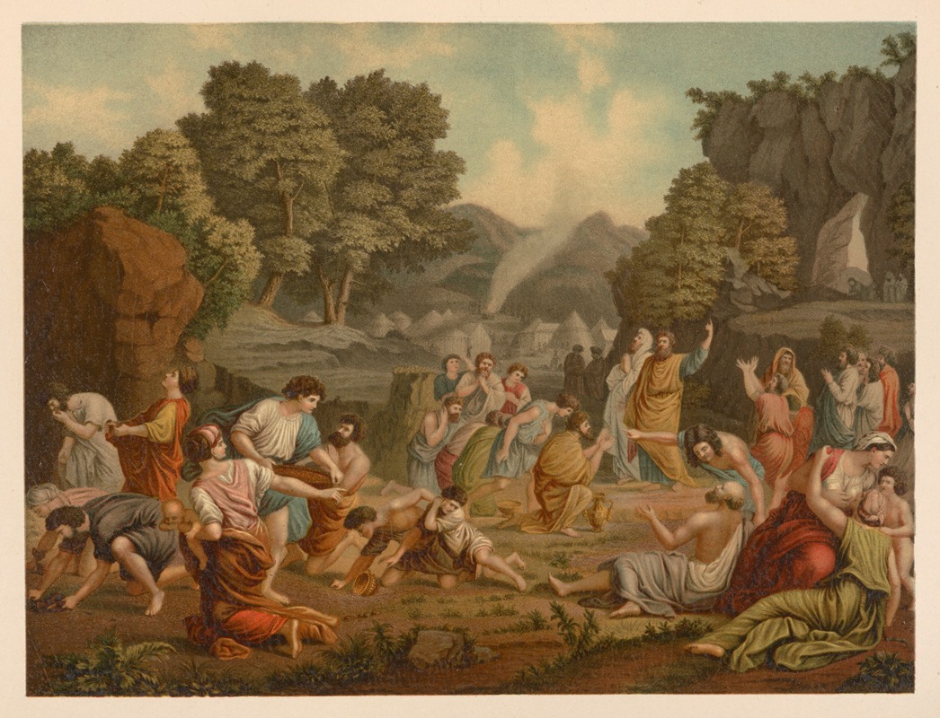 Gathering manna in the wilderness by Jan Ladislaw Sýkora, 1899 — digital art print download