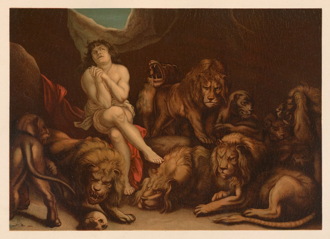 Daniel in the lions' den by Jan Ladislaw Sýkora, 1899 — digital art print download