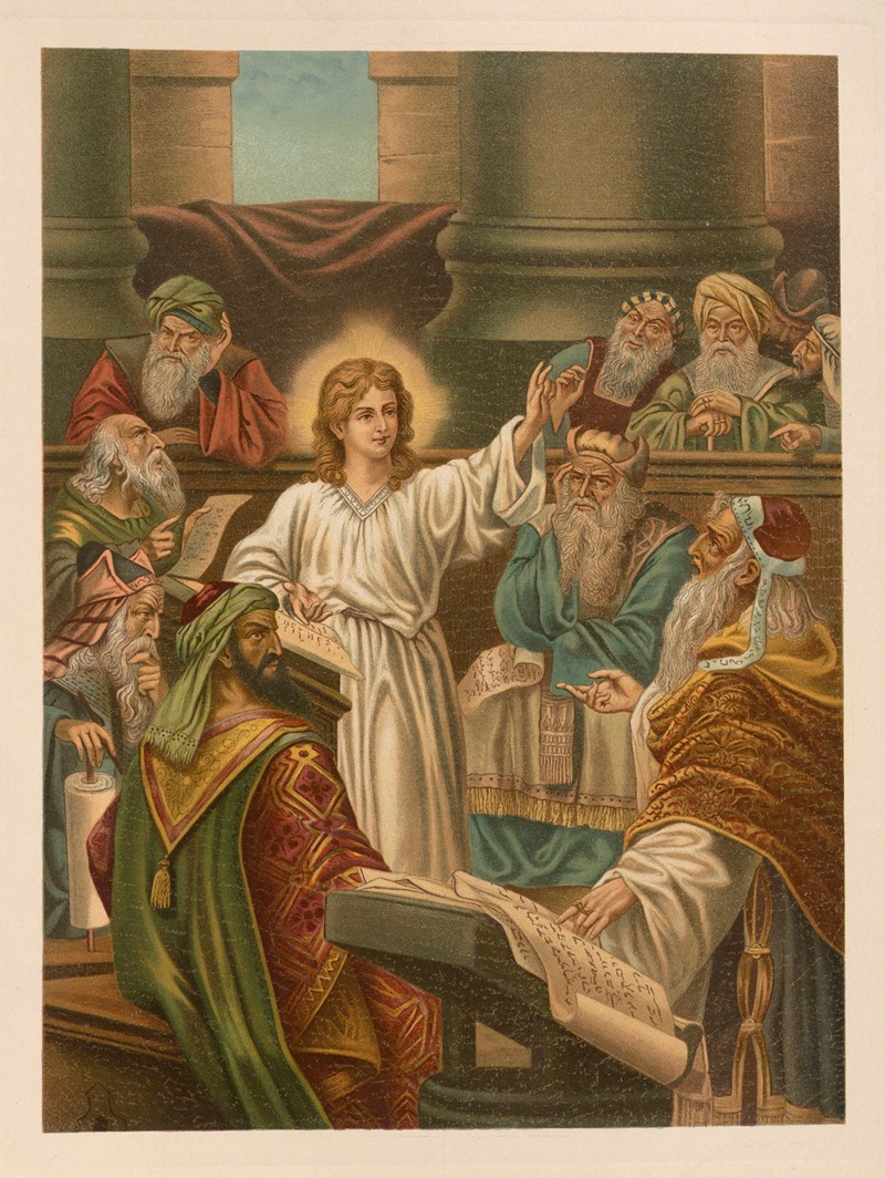 Jesus teaching in the temple by Jan Ladislaw Sýkora, 1899 — digital art print download