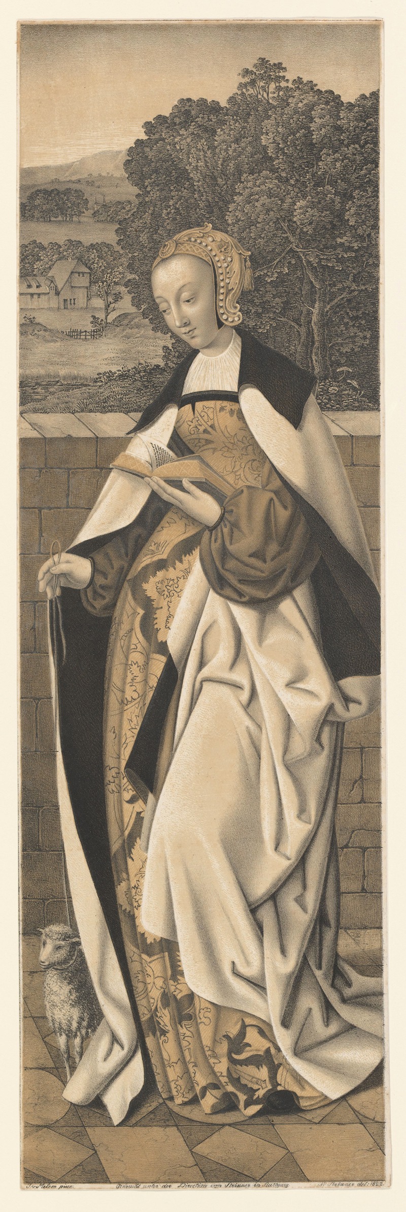 Holy Agnes with a lamb by Johann Nepomuk Strixner, 1823 — digital art print download