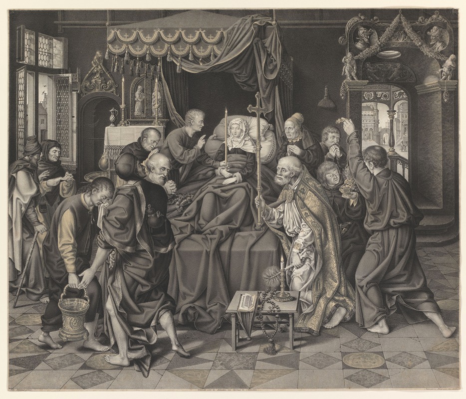 Mary on her deathbed surrounded by apostles — Johann Nepomuk Strixner