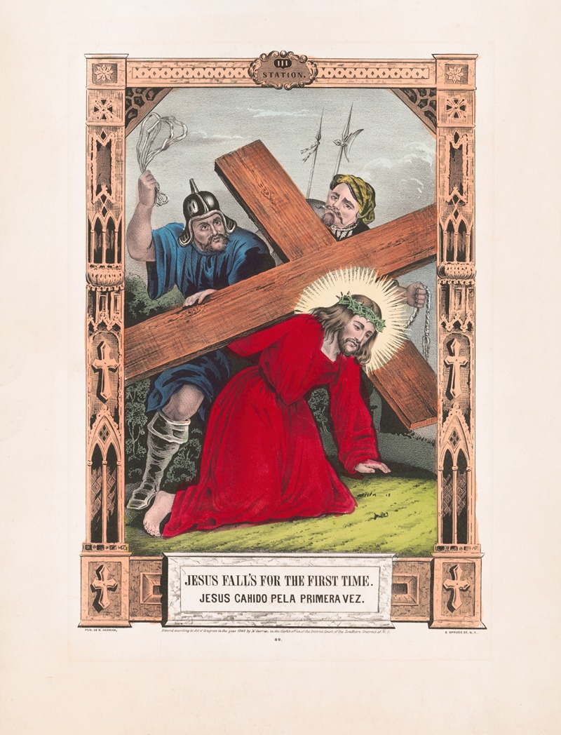 Jesus fall's for the first time by Currier & Ives., 1848 — digital art print download