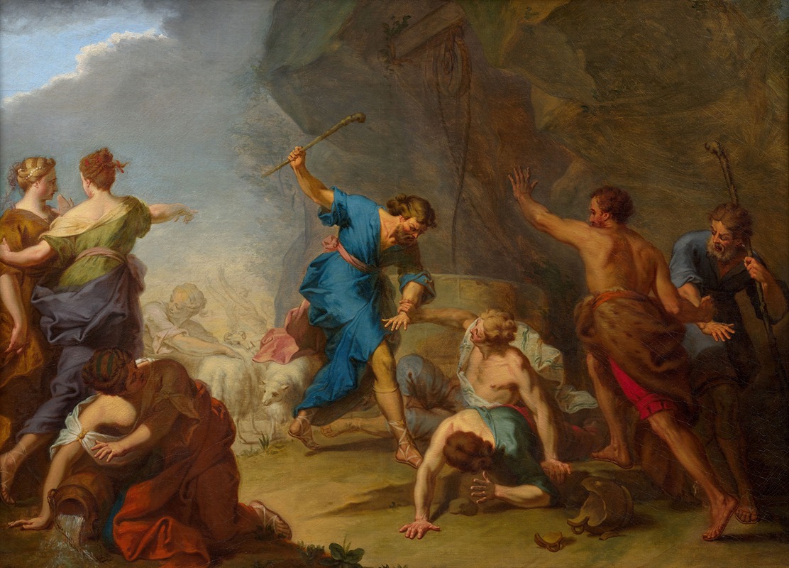 Moses defending the daughters of Jethro — Nicolas Bertin