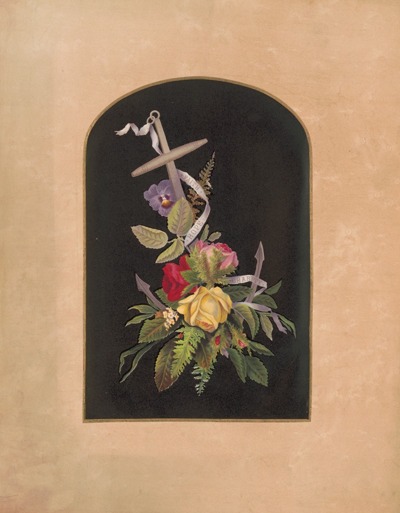 Anchor and flowers, no. 1 by Olive E Whitney, 1874 — digital art print download