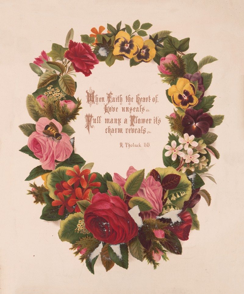 Wreath no. 8 by Olive E Whitney, 1874 — digital art print download