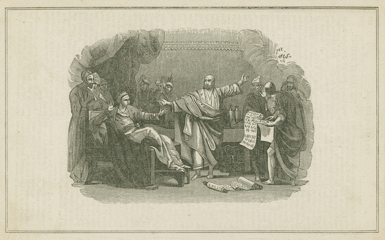 Belshazzar's feast–Daniel interpreting the handwriting on the wall by Бенджамин Уэст, 1775 - 1850 — digital art print…