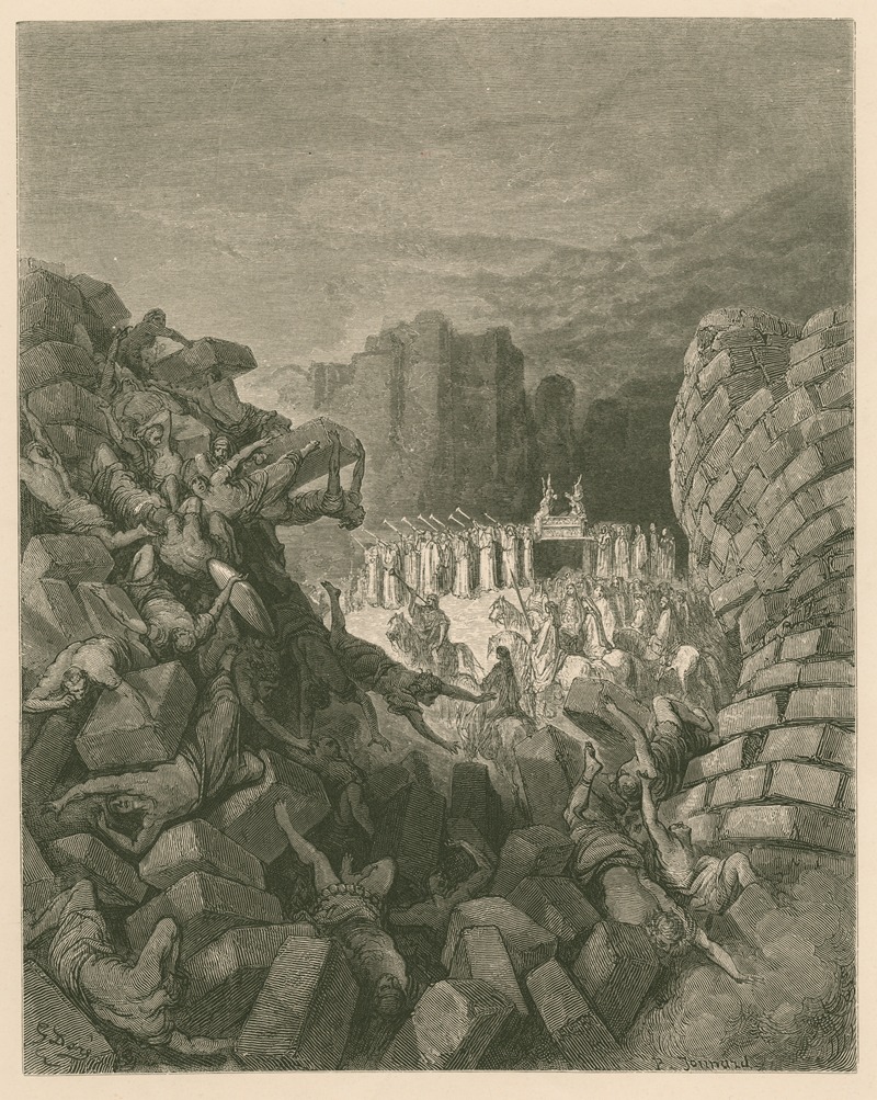 The walls of Jericho falling down — Gustave Doré