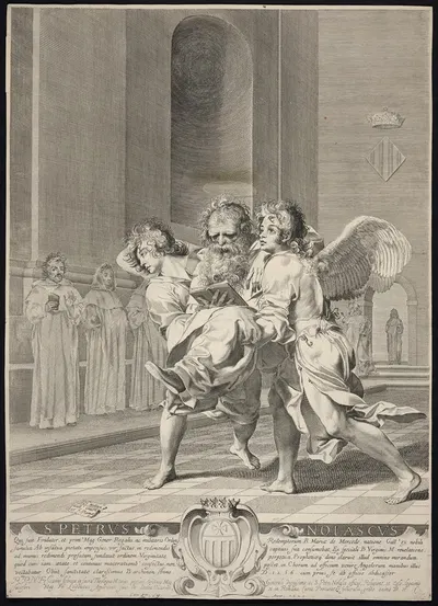 St. Peter Nolasco borne by angels. by Клод Меллан, 1627 — digital art print download