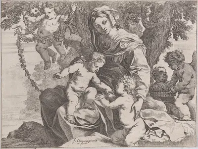 Virgin and Child with John the Baptist by Франсуа Шово — digital art print download