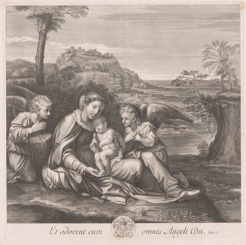 Mary with sleeping Christ child and two angels — Francois de Poilly
