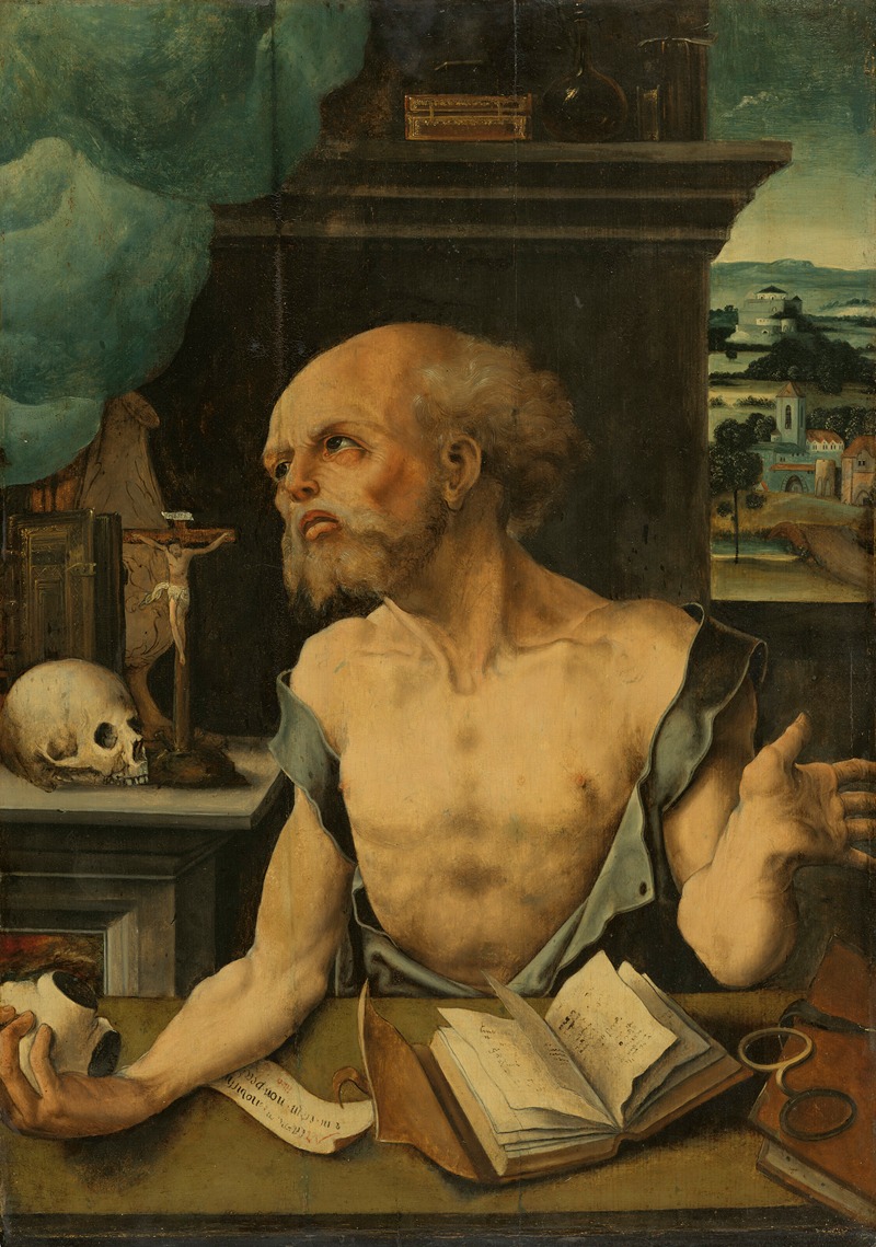 Saint Jerome in his study by Master of the Lille Adoration — digital art print download