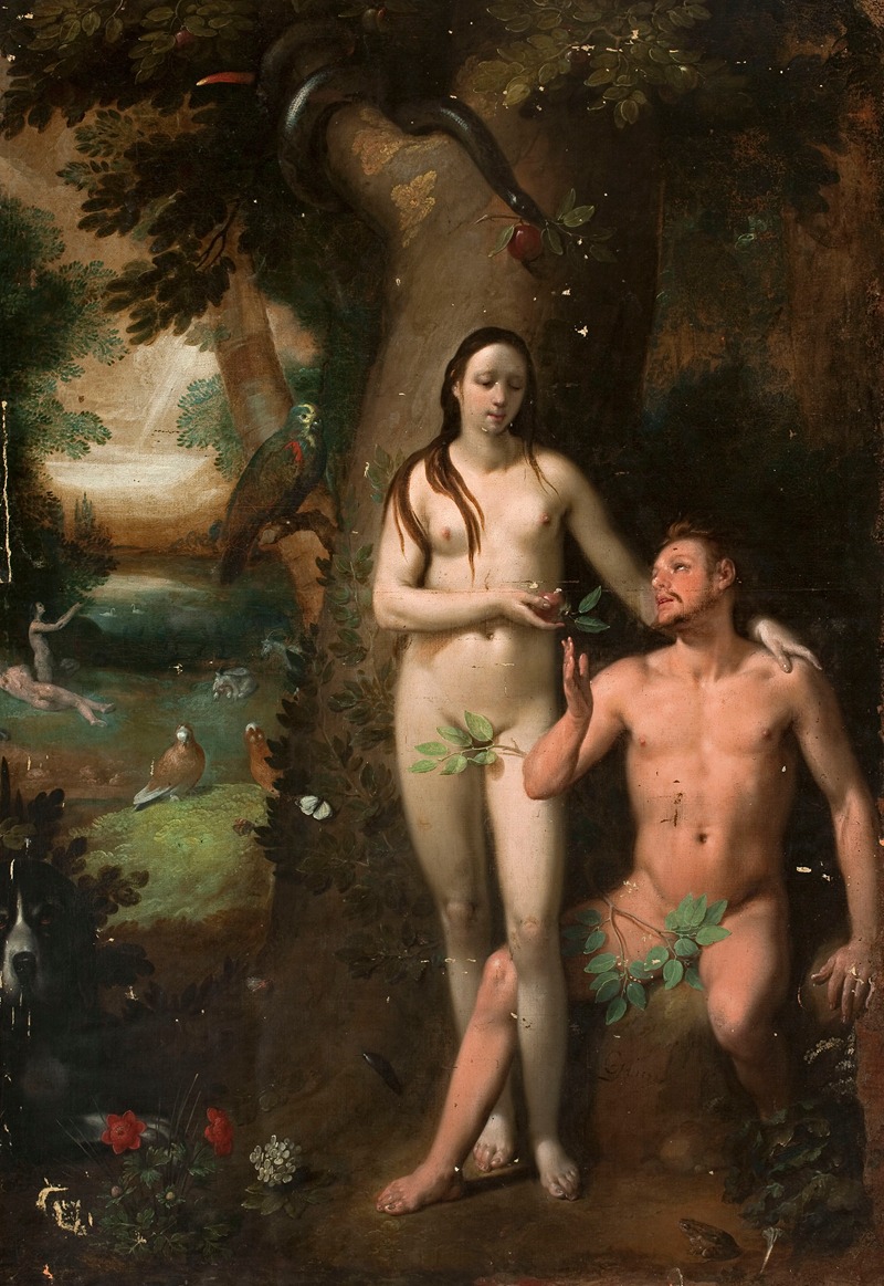 Adam and Eve by Корнелис Корнелисз ван Харлем, 1599 — digital art print download