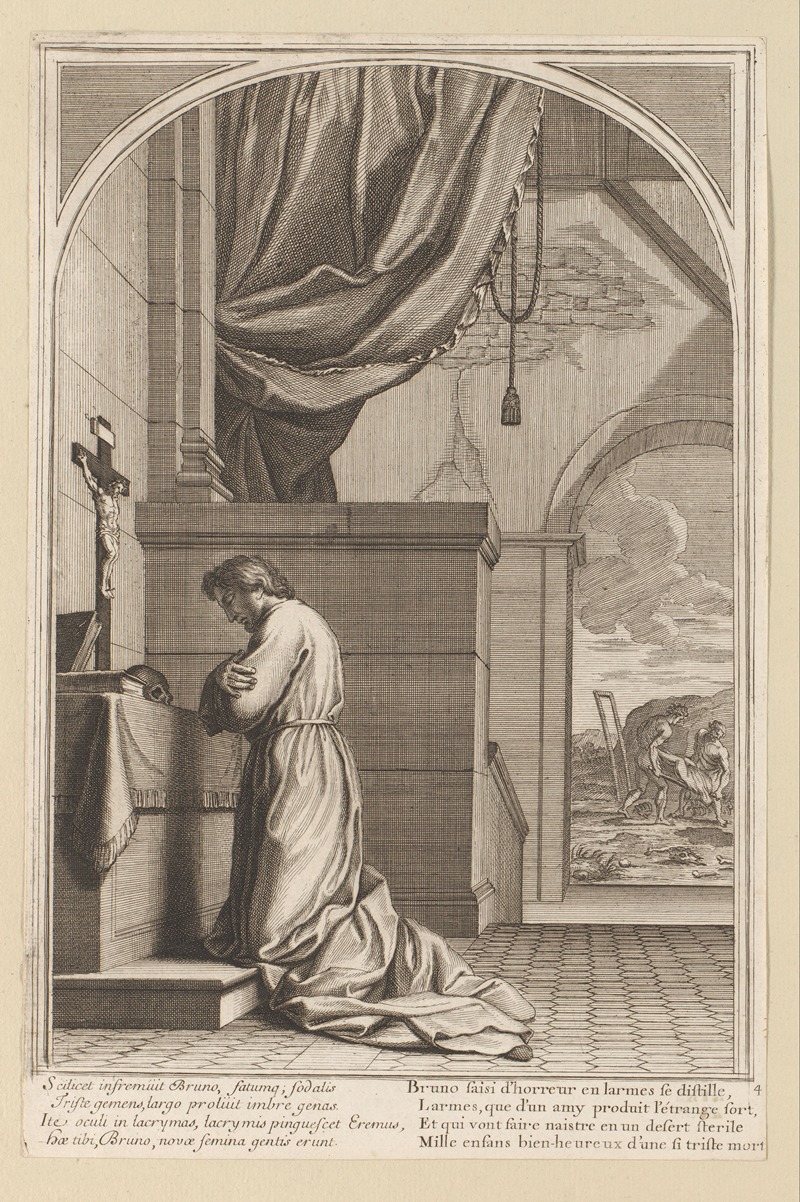 Saint Bruno in prayer by François Chauveau, 1623-1676 — digital art print download