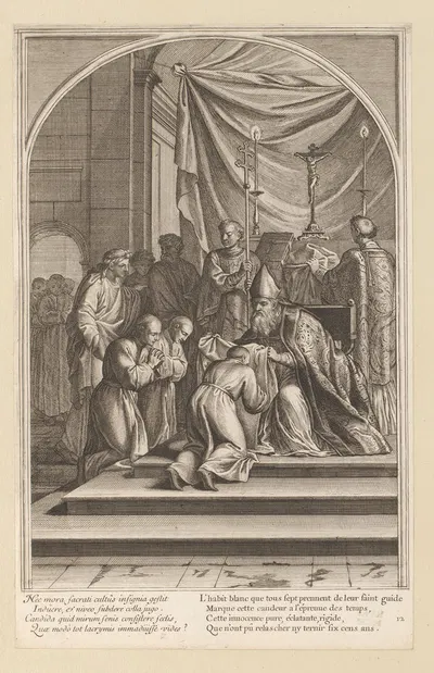 Saint Bruno takes the monastic habit of the Carthusians by Франсуа Шово, 1623-1676 — digital art print download
