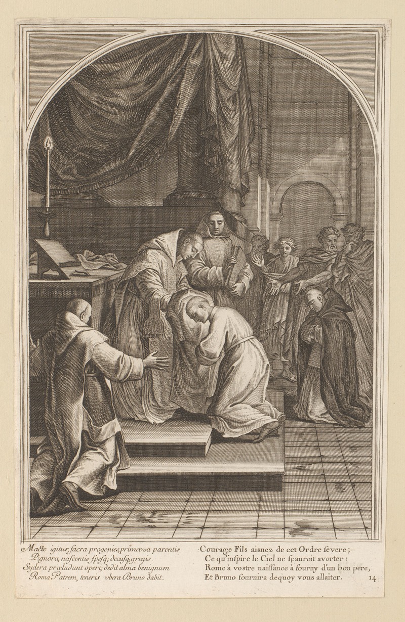 Saint Bruno bestows the order's habit by Франсуа Шово, 1623-1676 — digital art print download