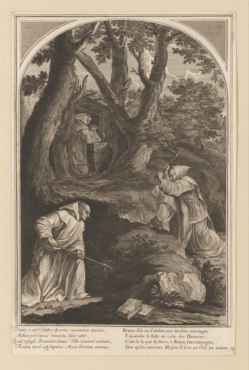 Saint Bruno in prayer in Calabria — François Chauveau