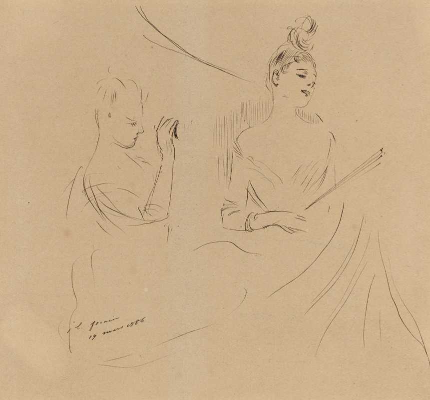 Two Ladies in a Loge by Жан-Луи Форайн, 1886 — digital art print download