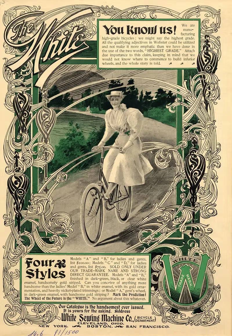 The White (Bicycle) White Sewing Machine Co by E.D. Gibbs, 1896 — digital art print download