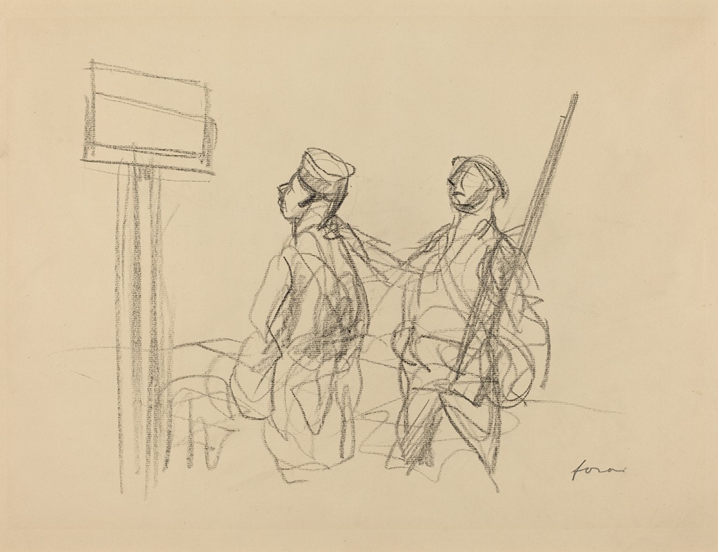 Two Soldiers Looking at a Placard by Жан-Луи Форайн — digital art print download